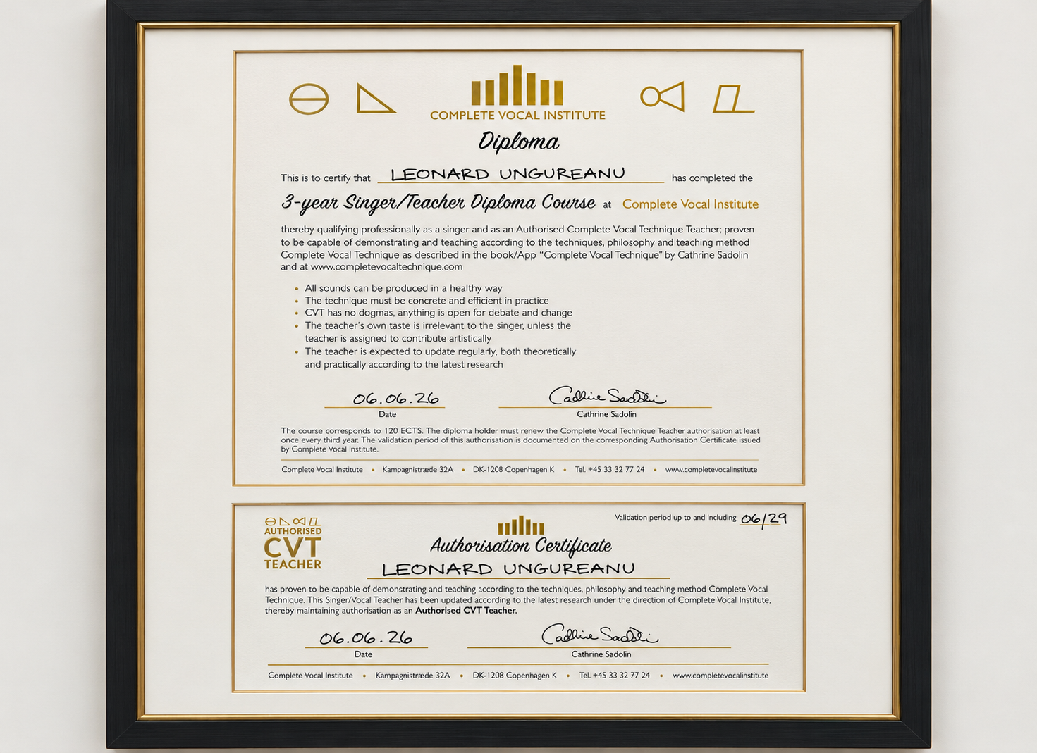 Certificatele de predare vocală ale lui Lenny