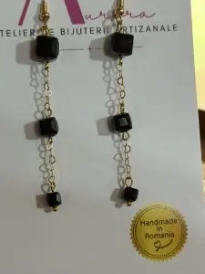 Cercei Geometrie Noir | Handmade | Atelier Aurora - Img 2