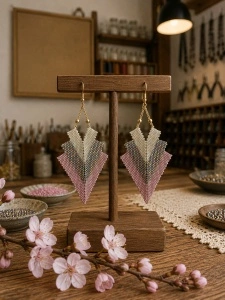 Colecția Origami | Sakura | Cercei din mărgele Miyuki