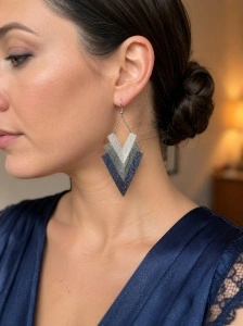 Colecția Origami | Platinum | Cercei din mărgele Miyuki - Img 3