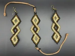Noaptea de Gală | Set handmade cercei și brățară din mărgele Miyuki