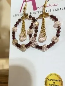 Cercei Handmade | Bordo și Roz Pudrat | Atelier Aurora - Img 2