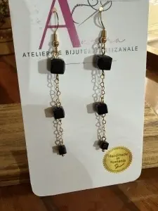 Cercei Geometrie Noir | Handmade | Atelier Aurora - Img 4