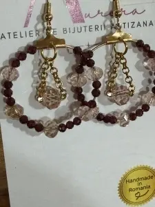 Cercei Handmade | Bordo și Roz Pudrat | Atelier Aurora - Img 3