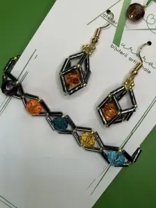 Prisma | Set handmade cercei și brățară | Cristale 
