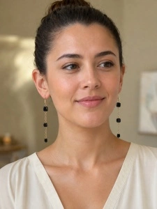 Cercei Geometrie Noir | Handmade | Atelier Aurora - Img 5