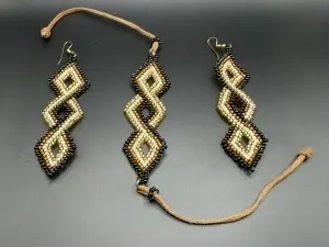 Noaptea de Gală | Set handmade cercei și brățară din mărgele Miyuki