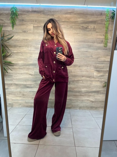 Set 2 Piese Catifea Celine Burgundy