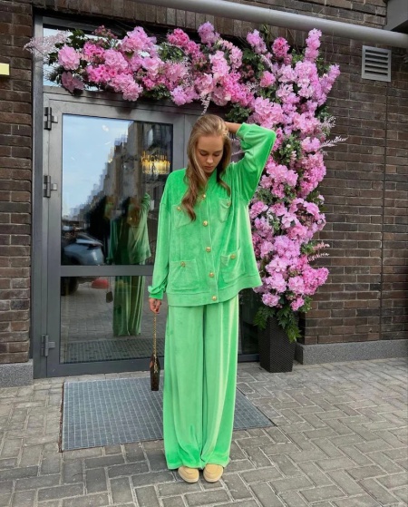 Set 2 Piese Catifea Celine Green