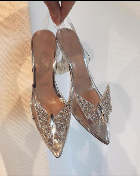 Pantofi cu toc de 9 cm din silicon transparenti!