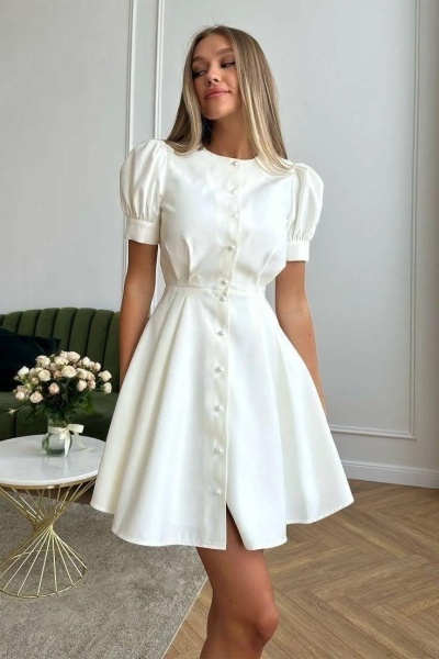 Rochie Hermosa Scurta White - Img 8