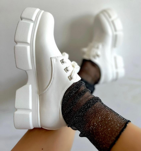 mocasini laufers albi cu siret eleganti casual pantofi eleganti