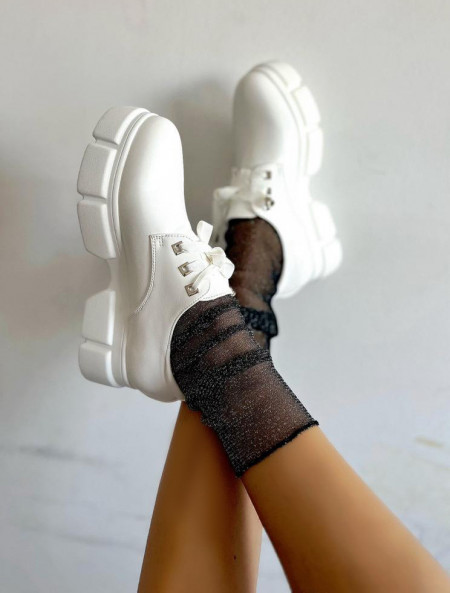 mocasini laufers albi cu siret eleganti casual pantofi eleganti
