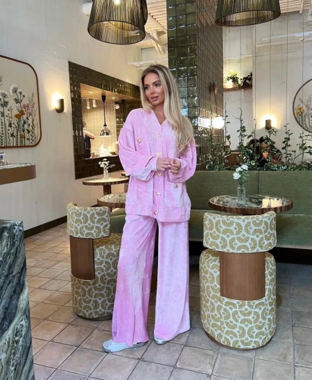 Set 2 Piese Catifea Celine Pink