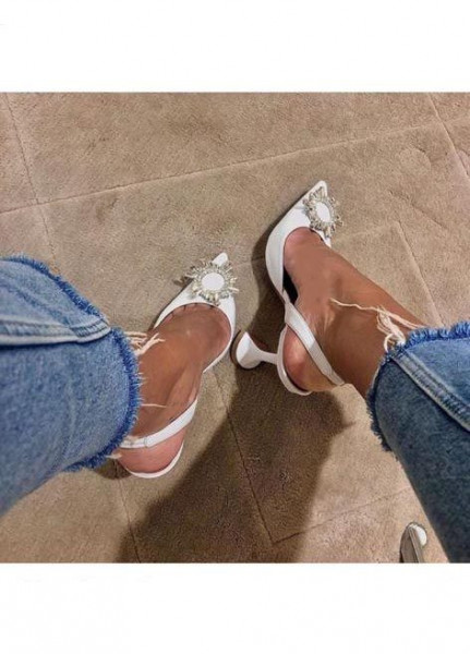 Pantofi din piele ecologica + material textil satinat de mireasa nunta ocazie cu toc de 9 cm zi insertii pietre!