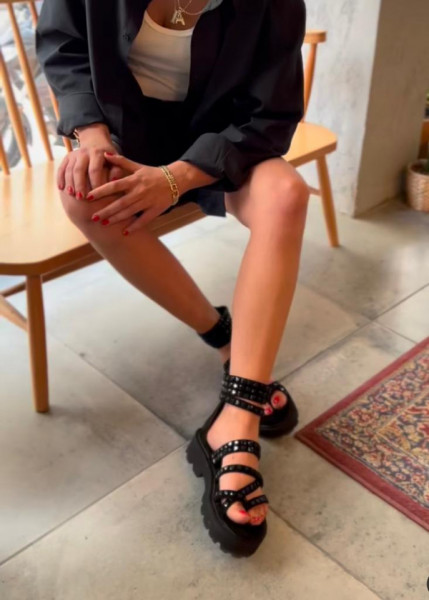 Sandale Premium Ava black-Piele naturala - Img 2