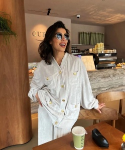 Set 2 Piese Catifea Celine White