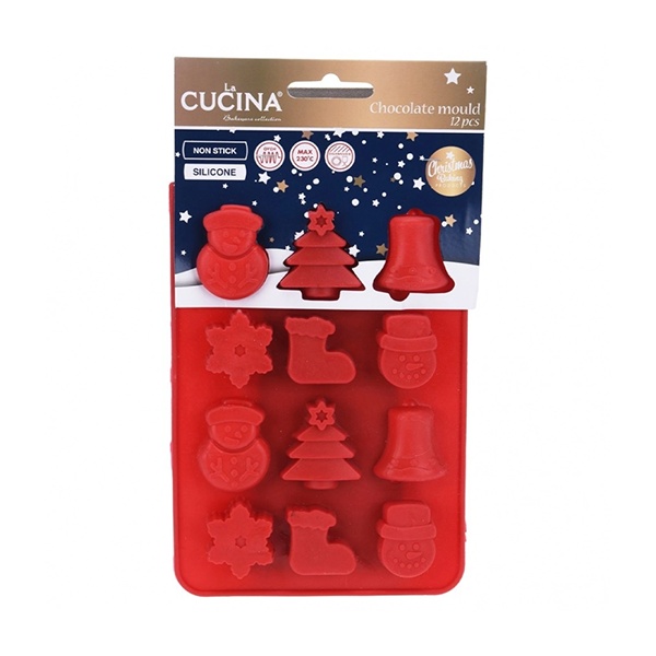 Silikonski kalup Novogodišnji 19,5x14x1,5cm crveni La Cucina Vilde 259112