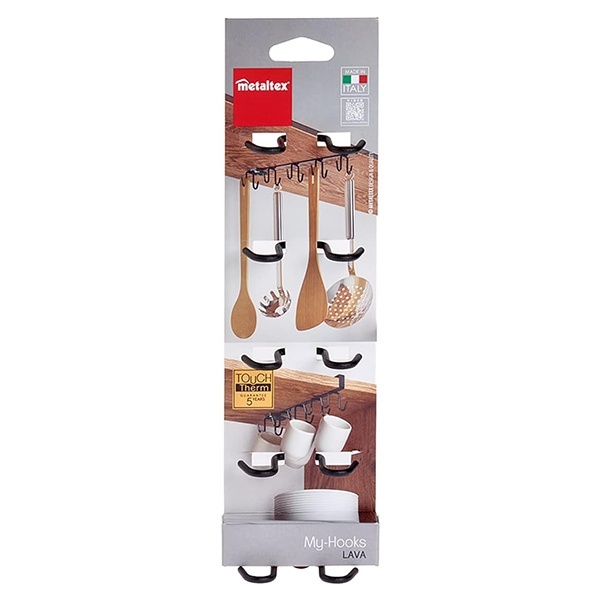 Kuhinjski stalak sa kukicama MyHooks Lava 6x25x6cm Metaltex 361130 001