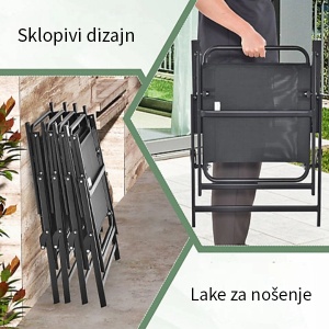 Baštenski sto sa kaljenim staklom crni metal