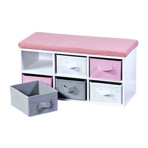 Dečija klupa sa fiokama belo roza 33X68X29,5cm Kesper KSP17739 - Img 2