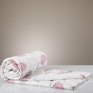Dečiji prekrivač štepani frotir 140x200cm roze oblaci - Img 2