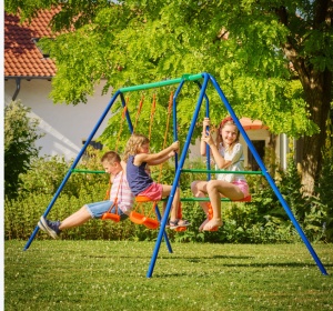 Ljuljaška metalna za dvorište 340 x 170 x 173 cm sa 4 sedišta Lemon LM-B017 - Img 3