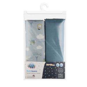 Muslin Pelena 70x70cm 2 Komada Plava Canpol Babies Bonjour Paris 26/901_blu - Img 2
