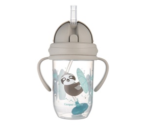 Neprosipajuća Sportska Šolja Sa Slamcicom 270ml Non-spill Siva Canpol Babies Exotic Animals 56/606_grey