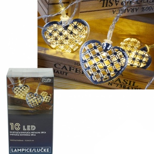 Novogodišnji ukras Led svetleća metalna srca 10L 52-561000