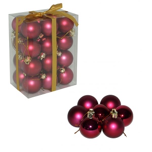 Novogodišnji ukrasi Kuglice 4cm 24kom bordo 51-196000