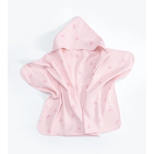 Peškir sa kapuljačom za bebe pamučni muslin 60x120cm Mašna roze