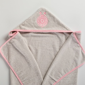 Peškir sa kapuljačom za bebe Partizan 70x120cm bela roze