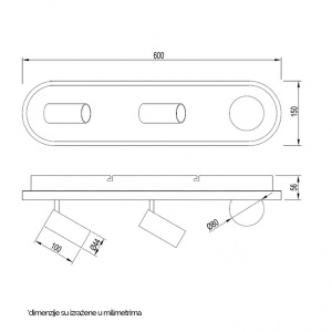 Plafonjera Vesta 479 18W+2x5W+3W 3000K Crna 201425 - Img 3