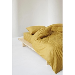 Posteljina pamučni damast pruga 140x200cm žuta