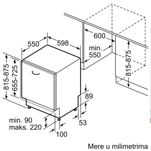 Potpuno ugradna mašina za pranje sudova 60cm Serija 4 Bosch SMV4HCX52E - Img 4