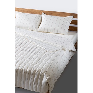 Prekrivač Pamučni saten 200x200cm Pruga krem braon