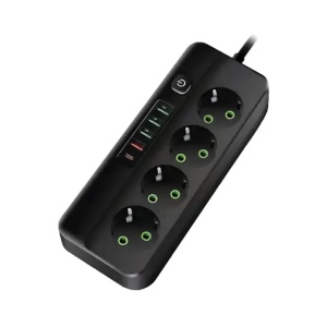 Razvodnik sa 4 mesta 2m 1.5mm2+pr. 4xUSB+tip C Prosto NV492U-2/BK