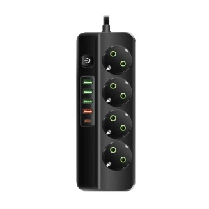 Razvodnik sa 4 mesta 2m 1.5mm2+pr. 4xUSB+tip C Prosto NV492U-2/BK - Img 2