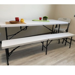 Set 2 plastične rasklopive klupe 180 cm bela Tisa 004 - Img 3