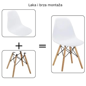 Set plastičnih trpezarijskih stolica 4 kom Aurora bela Lemon 25-KS005SET - Img 2