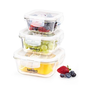 Set tri staklene kutije za odlaganje hrane LT6012 Lamart APA01012 - Img 2