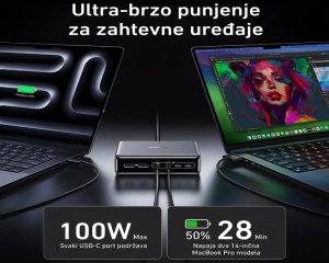 Stoni punjač Anker Prime 200W GaN 6 portova srebrni - Img 4