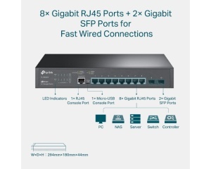 Svič TP-Link SG3210 Omada 8 portova gigabitni L2+ 2x SFP crni upravljivi - Img 4