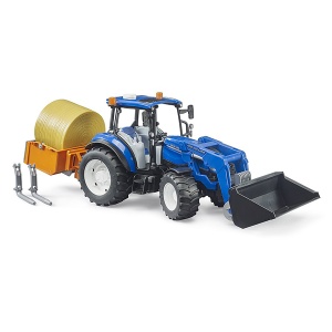 Traktor New Holland T5 sa kašikom i balom 45x12,5x19,5cm Bruder 021870 - Img 2