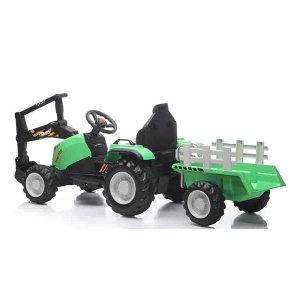 Traktor Sa Prikolicom i Utovarivačem Premium Stil 145x55x51cm Zeleni - Img 2