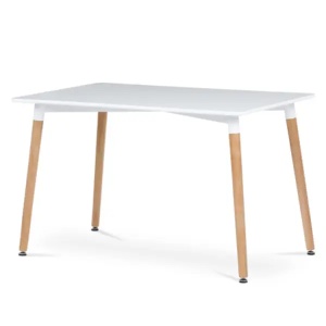Trpezarijski pravougaoni sto 120x80 cm sa drvenim nogarima beli Lemon 25-KS003