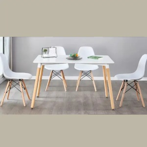 Trpezarijski pravougaoni sto 120x80 cm sa drvenim nogarima beli Lemon 25-KS003 - Img 3