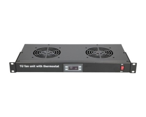 Ventilacioni panel-polica 1U, dva ventilatora i termostat