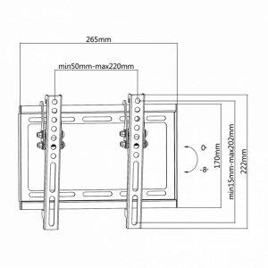 Zidni nosač za TV sa nagibom VESA 75x75 do 200x200 PLB-3422 T SBox 485 - Img 2